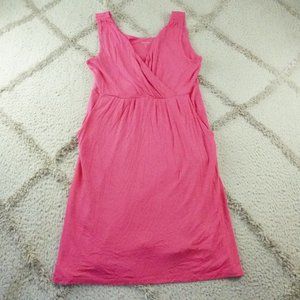 Garnet Hill Faux Wrap Jersey Dress Womens Medium Pink Pockets